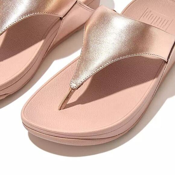 FitFlop™ Women's Lulu Leather Toe-Post Sandal - Rose Gold NIB - Picture 4 of 5